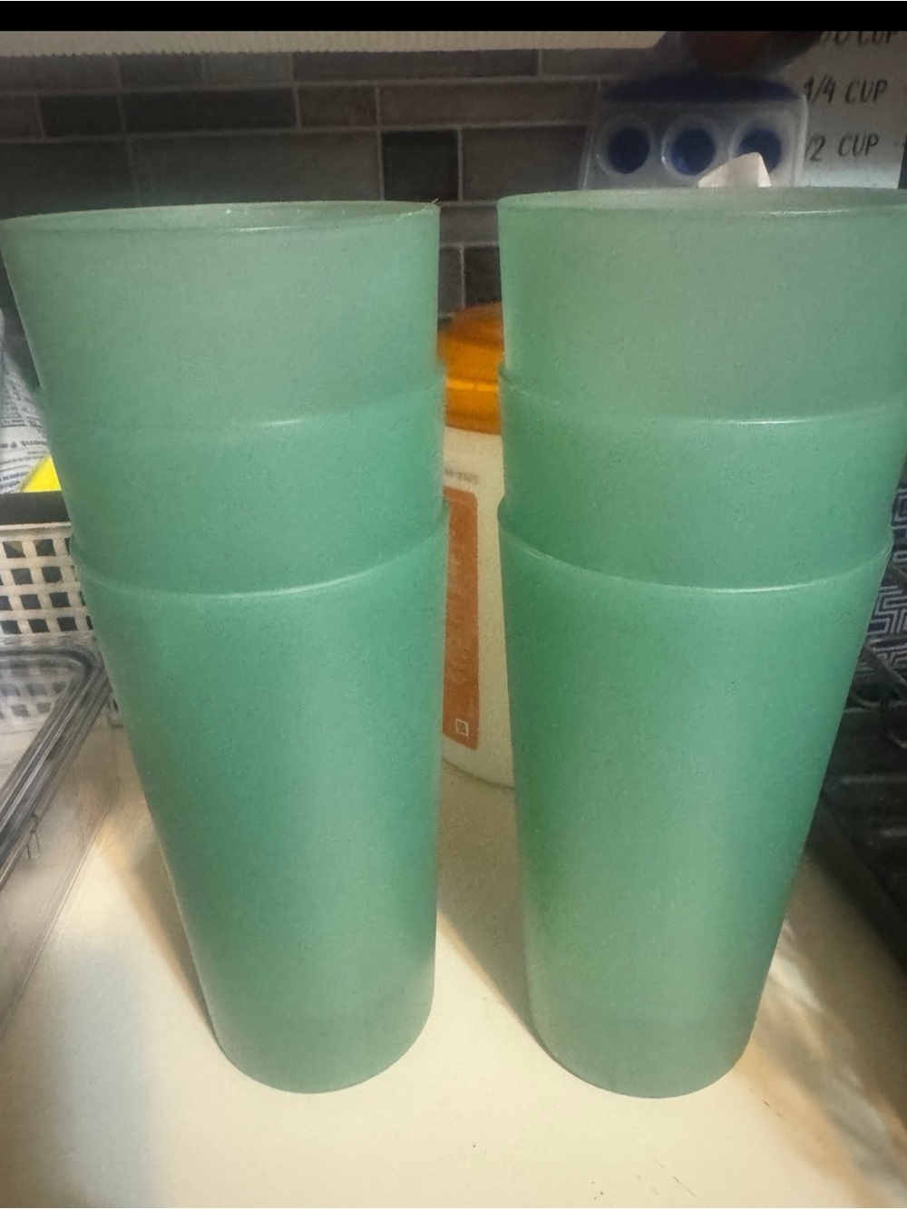 Set of 6 Tall Green Plastic Tumblers